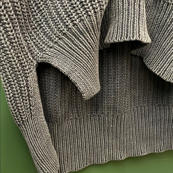 Aerie Wide V-neck Oversized Sweater Women's S Slate Grey/Blue Womens S Hi-lo Fit - Picture 3 of 6